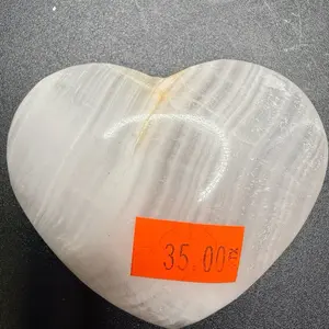 UV Reactive Mangano Calcite Heart Stone for Healing and Energy Enhancement