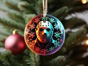 Christmas Horror Jason Slasher Metal Flat Ornament