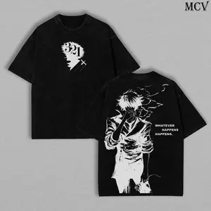 Cowboy Bebop Spike Spiegel T-Shirt | Whatever Happens Quote | 90s Retro Anime Shirt | Oversized Unisex Cotton Washed Tee