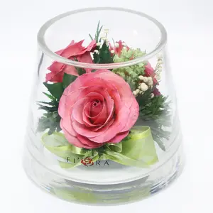 Bloom Beauty: Preserved Pink Roses in a Petite Glass Vase