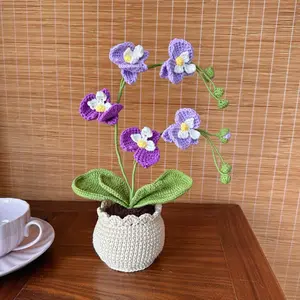 Mothers Day Orchid Gift Flower Bouquet, Crochet Orchid Pot for Her, Grandma, Birthday Thank you, Wedding