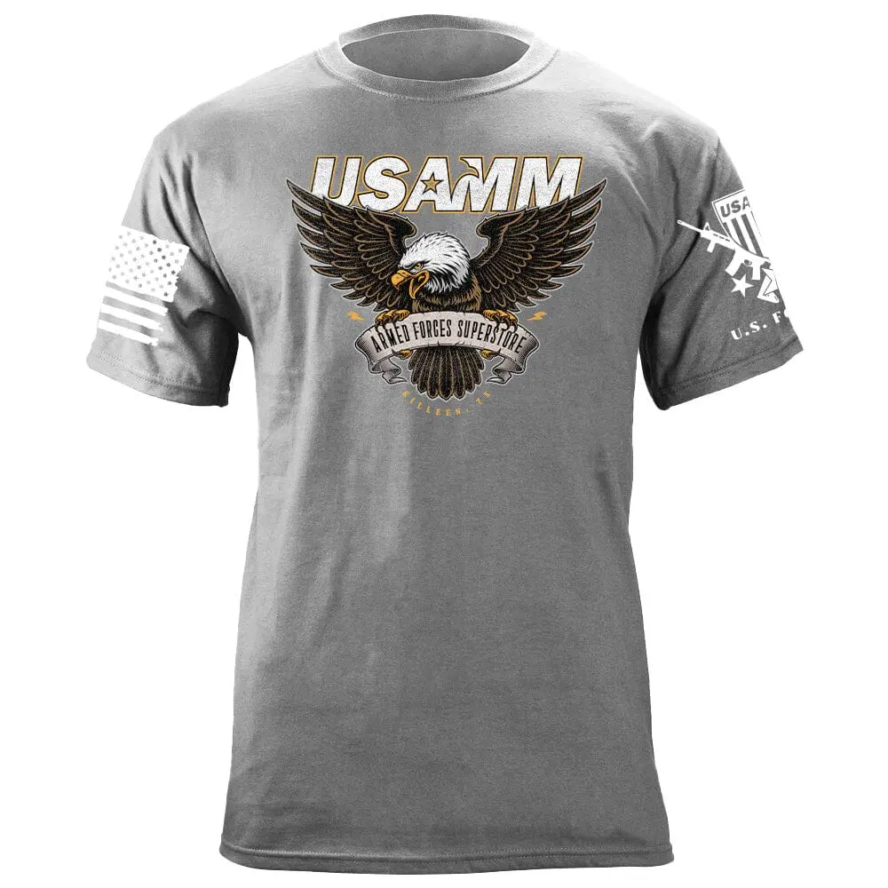 Men's Original Print Biker Style Eagle Graphic Crewneck T-Shirt - Soft Poly-Cotton-Rayon Blend Tops