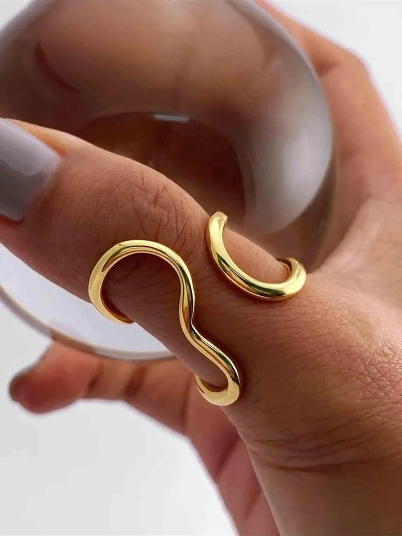 Women's Stainless Steel Open Ring, Dainty Stackable Finger Rings, Irregular Line Design, Simple Daily Commute Accessory, Versatile Geometric Women's Jewelry, Dainty Stacking Rings