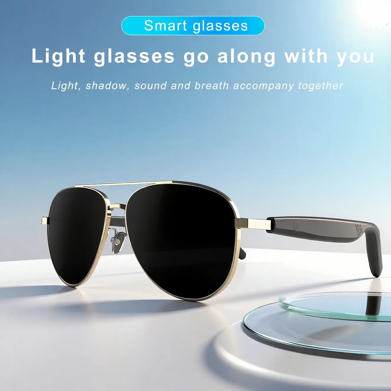 SG-13 Pro Polarized Smart Glasses - Wearable Magnetic Bluetooth Audio Open-Ear Headphones, Wireless Music Sports Smart Eyewear for Men