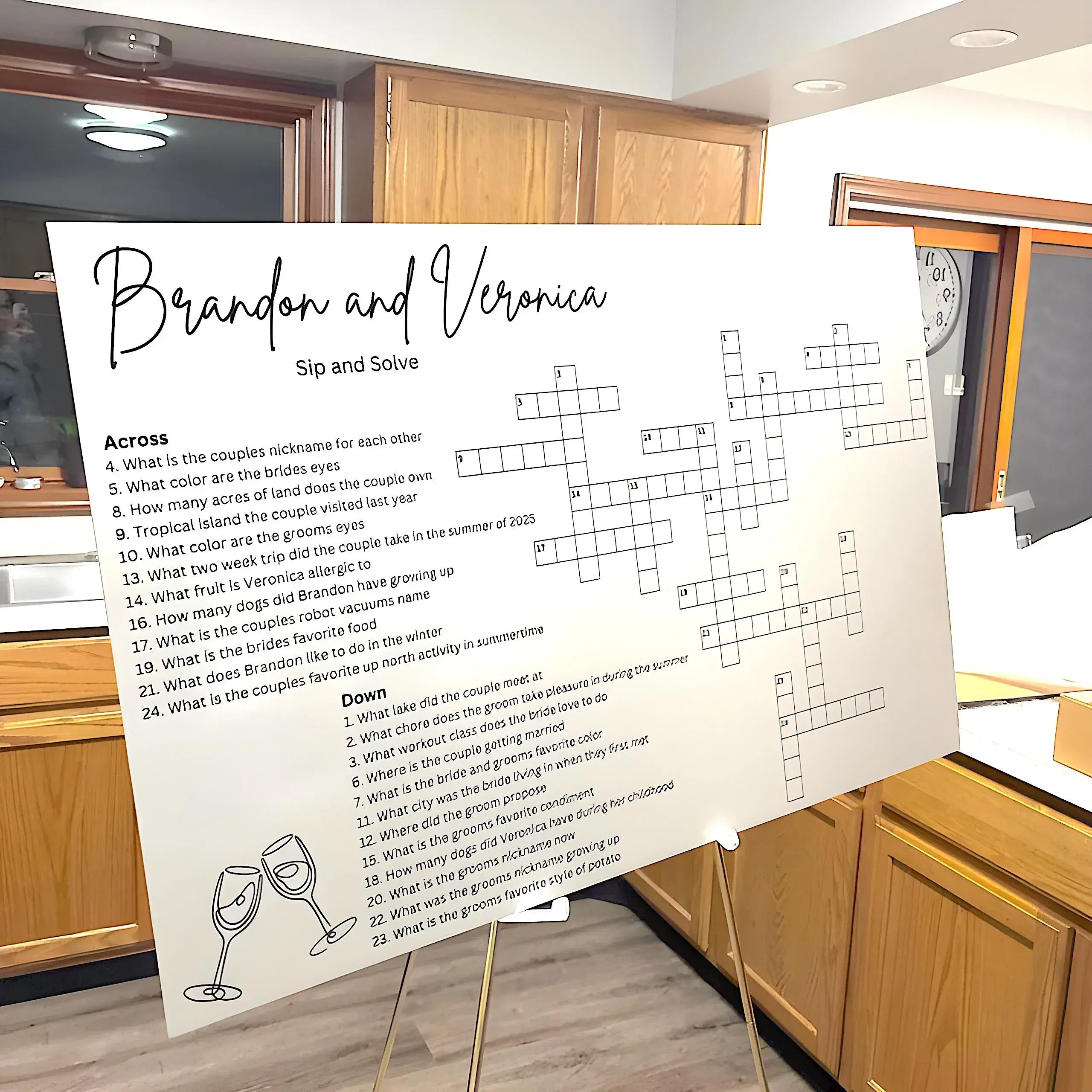 Custom Wedding Crossword Puzzle – Giant Reception Party Game