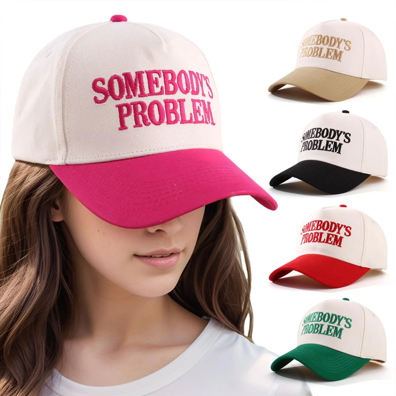Somebody's Problem Embroidery Baseball Cap - Adjustable Snapback Trucker Hat for Men & Women, Casual Outdoor Sports Hat, Perfect Daily Wear & Christmas Gift