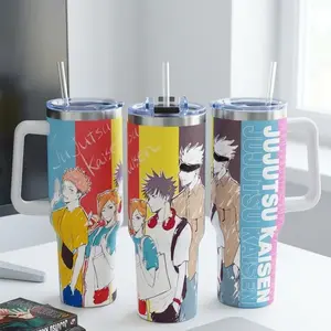 Jujutsu Tumbler 20oz 40oz, JJKTumblers, Travel Mug with Handle and Straw, Gift For Anime Fans Water Bottles Drinkware Flasks