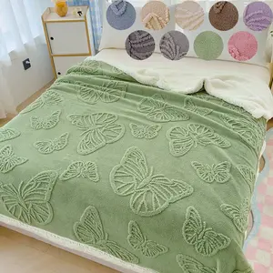 Ultra-Soft Velvet Blanket, Butterfly Texture, Thick Warm Dual-Sided Fabric, Skin-Friendly, Anti-Static, Easy Maintenance, Durable Fabric, Home Essential