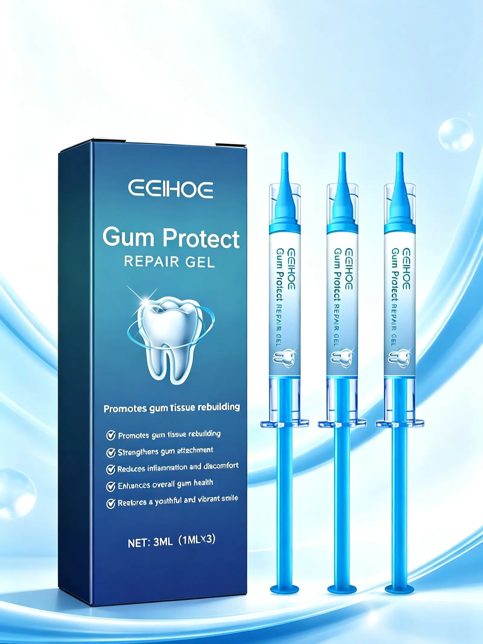 3-Pack Unscented Gum Protect Repair Gel, Oral Care Products for Oral Wellness, Soothes Irritation, Supports Gums, Strengthens Tissue Attachment