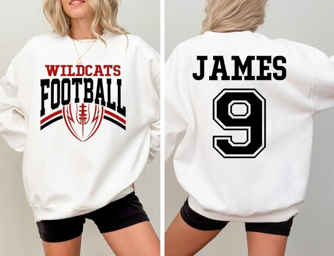 Custom Football Team Name & Number Sweatshirt, Personalized Football Mom Crewneck, Game Day Gift for Mom