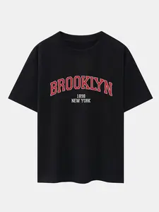 Brooklyn 1898 New York Oversize T-Shirt Men Women, Vintage Cotton Graphic Tee Unisex Streetwear