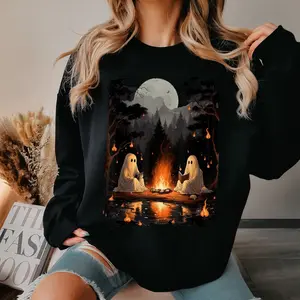 Ghost Book Reading Camping Gothic Halloween Shirt, Ghost Book Reading Sweatshirt, Halloween Trip Shirt, Camping Gothic Shirt