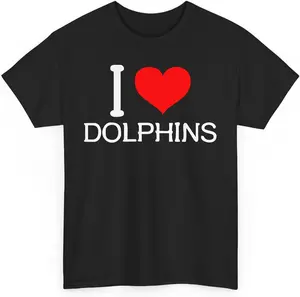 Cotton Short Sleeve Shirt, I Love My Dolphins Red Heart T-Shirt – Stylish Tee for Dolphin Lovers and Marine Enthusiast Adult Unisex Heavy Cotton Tee Top Adult size Streetwear,Menswear Casual Summer Tee,Fashion Gift