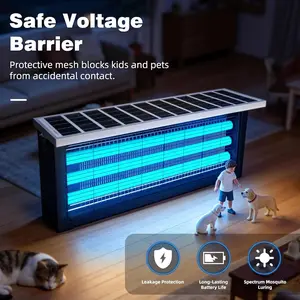 High-Efficiency 30W Fly Zapper Lamp, Triple Luring Tube, IPX4 Rainproof, Solar & USB Dual Charging, Portable Wall-Hung & Stand Up Design for Home Garden Farm Outdoor Use