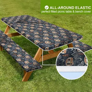 3pcs Camping Tablecloth and Chair Covers, Outdoor Picnic Table Set for 4ft 6ft 8ft Tables, Rectangular Tablecloth Only, No Furniture Included