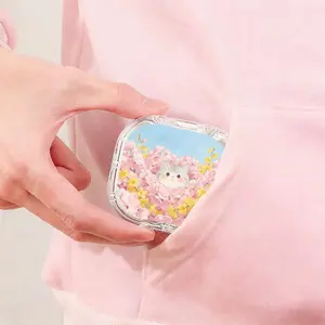 Cherry Blossom Flower Gray White Cat Printed Retainer Box, Simple Cute Denture Box, Portable Orthodontic Retainer Storage Box, Dustproof Compression Resistant Invisible Braces Box