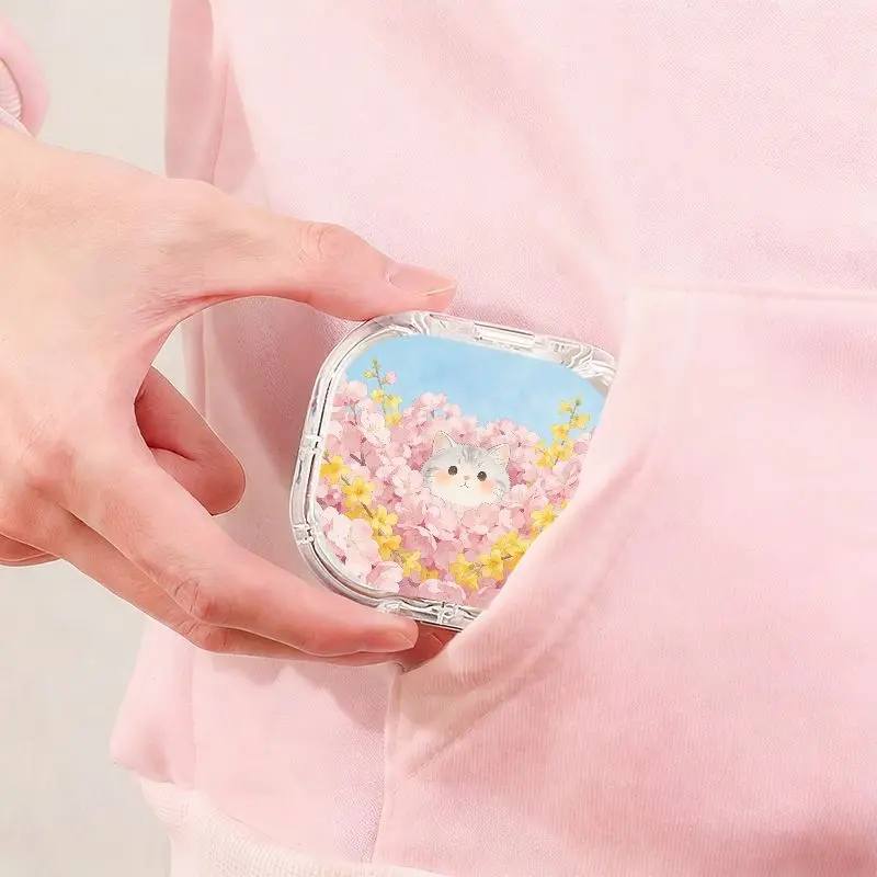 Cherry Blossom Flower Gray White Cat Printed Retainer Box, Simple Cute Denture Box, Portable Orthodontic Retainer Storage Box, Dustproof Compression Resistant Invisible Braces Box