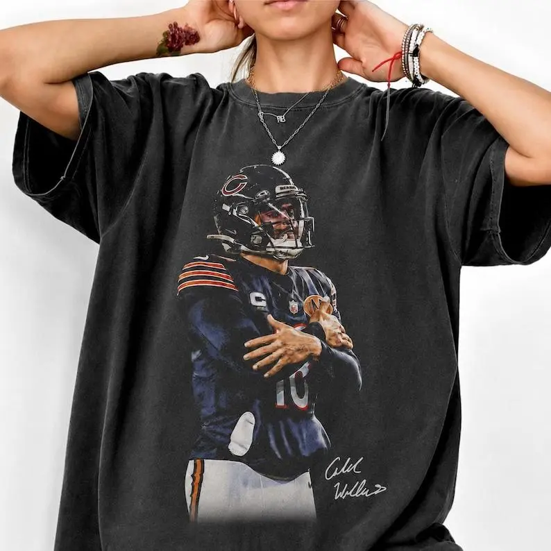 Comfort Colors Caleb Williams T-Shirt, Chicago Football T-Shirt, Caleb Williams Fan Gift, Vintage Bears Graphic T-Shirt, Unisex Gifts For Football Fan