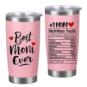 Mom Tumbler, Mother'S Day Gift, Mom Nutrition Label Tumbler, 20Oz Best Mom Ever Tumbler Gift for Mother'S Day, Birthday, 20OZ Engraved Stainless Steel Tumbler, Insulated Travel Mug for Her, Mother Gift, Best Mom Gift, Happy Mother'S Day