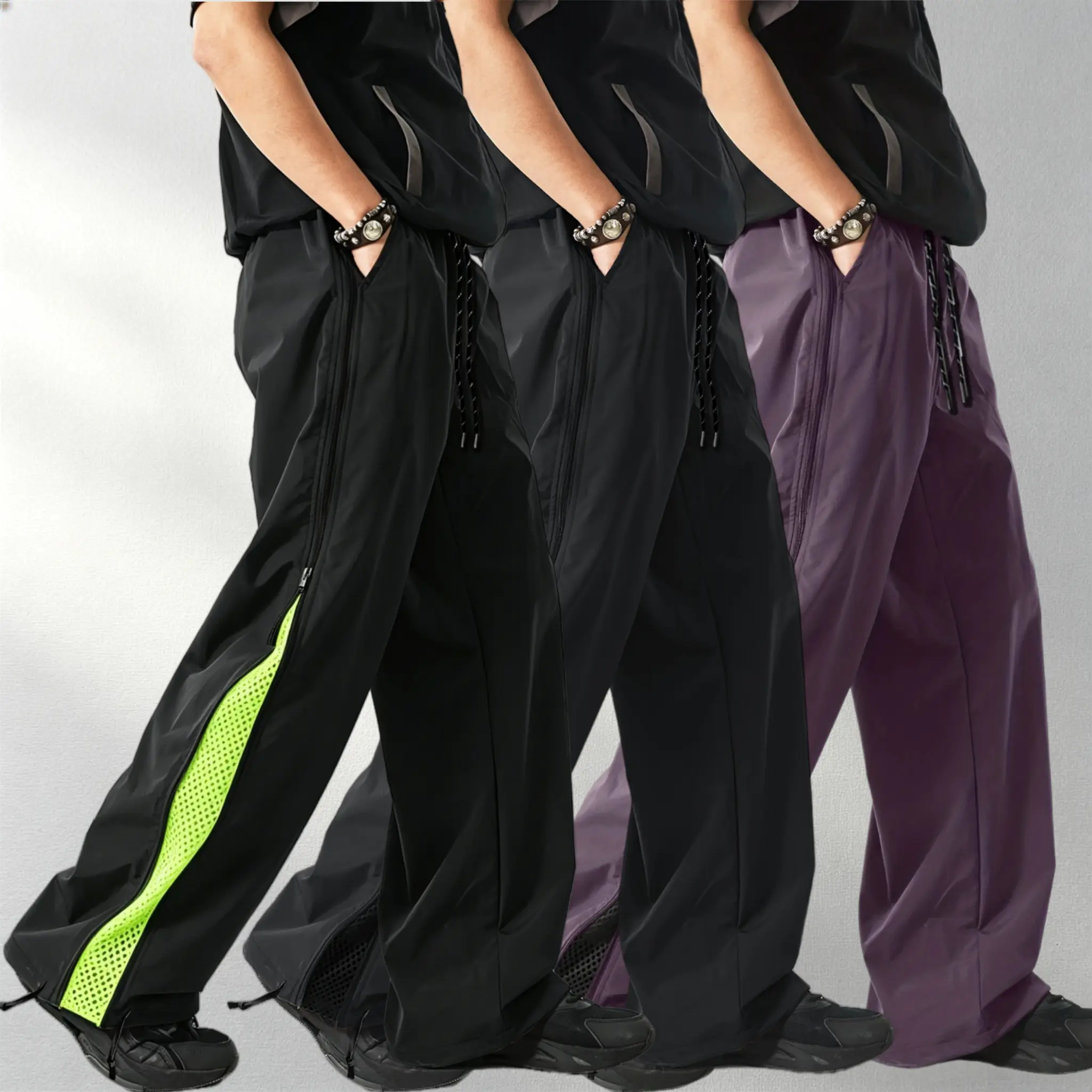 New double-zipper paratrooper pants, American-style paratrooper cargo pants for men, new loose-fit, large-size, straight-leg casual pants for spring, autumn, and summer