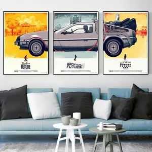 3pcs Movie Pictures Home Decor Boy Kid Gift Back To The Future Car Poster Art Paintings Canvas Print Classic
