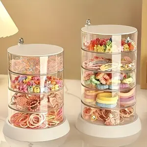 Multi-Layer Rotating Jewelry Organizer Box, Transparent Hair Accessory Display Tray, Makeup Table Storage Box, Jewellery Sorting Container, Clear