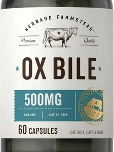Carlyle Ox Bile Supplement 500 mg | 60 Capsules | Digestive Enzymes | Non-GMO & Gluten Free | by Herbage Farmstead