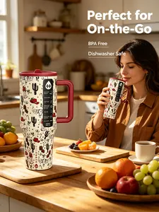 Hydrojug 40oz Western Christmas Tumbler - Insulated Stainless Steel Drinkware, Leak-Proof Lid, 24-Hour Cold Retention, Cup Holder Friendly Vacuum Flask