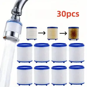 30-Piece Kitchen and Bathroom Faucet Showerhead Filter Replacement Cartridges, Universal Installation Water Purifier Elements, Replacement Filters Set