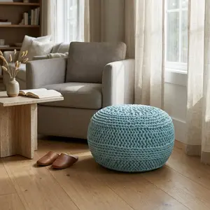 Jade Pouf Seafoam 20x20x14 Modern Stool Bench Type for Home Decor Elegance and Functionality