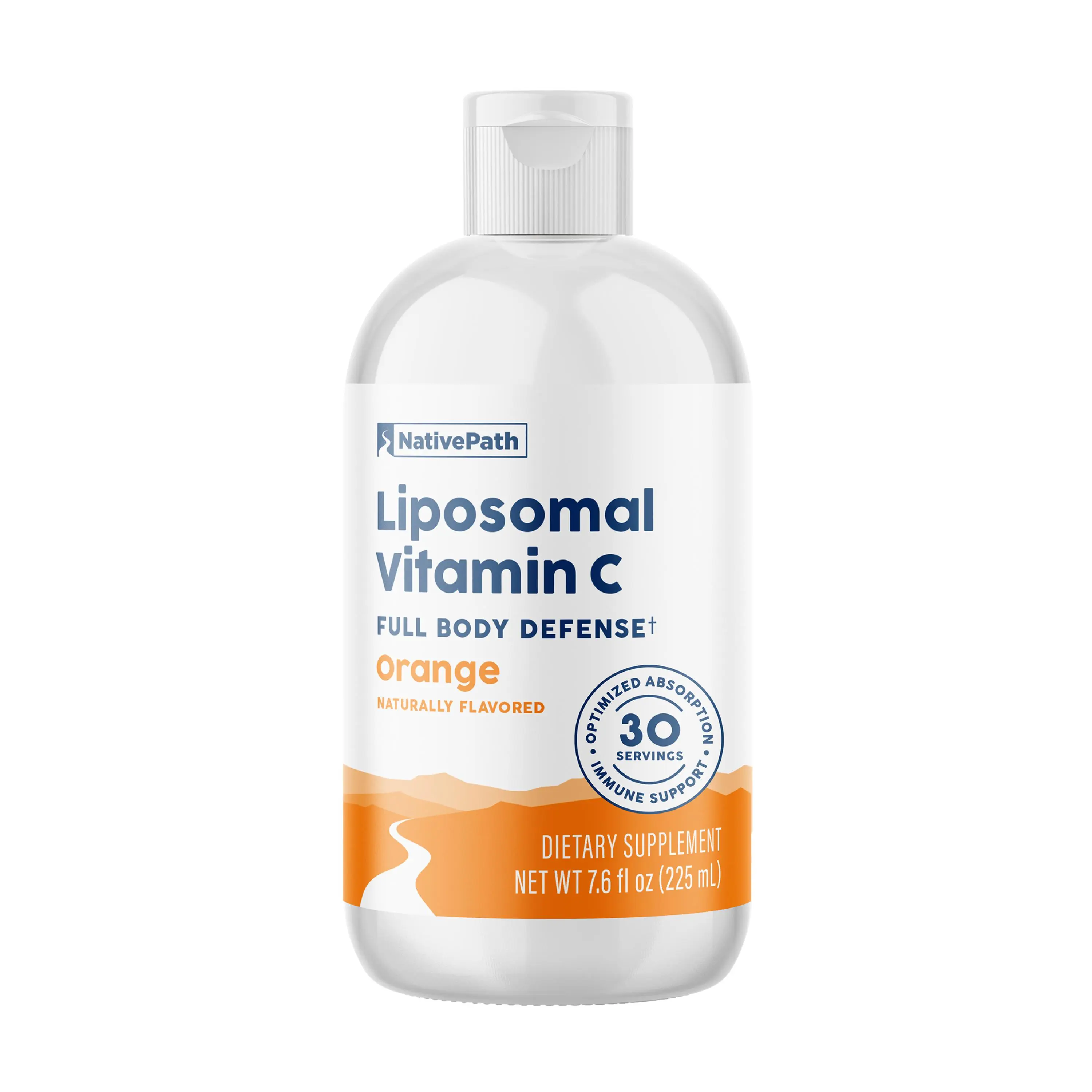 NativePath Liposomal Vitamin C 500mg from Whole-Food Amla Fruit - Soy-Free Egg Yolk Lecithin Liposomes - Orange Flavor Liquid for High Absorption Daily Immune & Collagen Support - 30 Servings