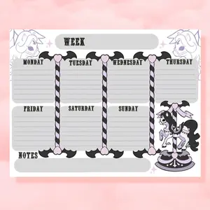 Goth Carousel Weekly Planner - 8 x 10.5 inches - Tearaway Pages  Stationery