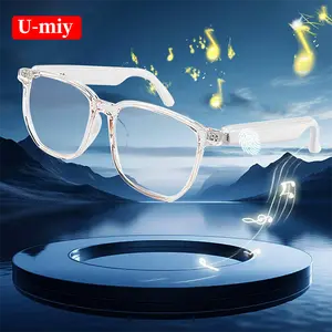 U-miy GS-03 Smart Bluetooth Glasses with Touch Control Listen to Music Make Calls Multifunctional Blue Light Blocking UV400 Protection Glasses with Multiple Lens Options Suitable for Office and Outdoor Use Wearable smart glasses