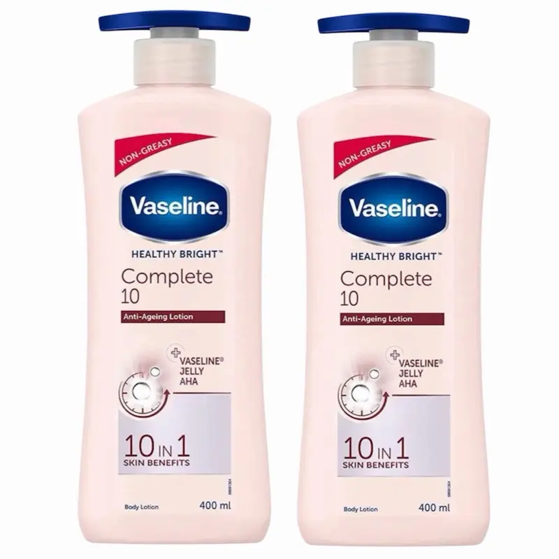 Vaseline Anti-Age Complete 10-in-1 Skin Benefits Body Lotion - Hydrating, Moisturizing, Soothing for Normal & Dry Skin, 400ml Each, Pack of 2