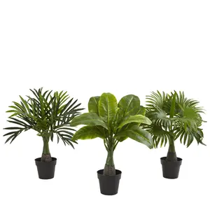 Areca, Fountain & Banana Palm (Set of 3) by Nearly Natural