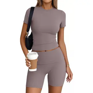 2 Piece Summer Cute Workout Sets Gym Short Set Pilates Yoga Outfits Going Out Spring Athletic Comfy Active Wear