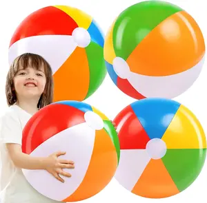 4-Pack 20" Beach Balls - Large Rainbow Beach Ball Inflatable Pool Toys for Party Supplies Decorations, Adults Kids Birthday Luau Summer Beach Water Games Beachball Party Favors