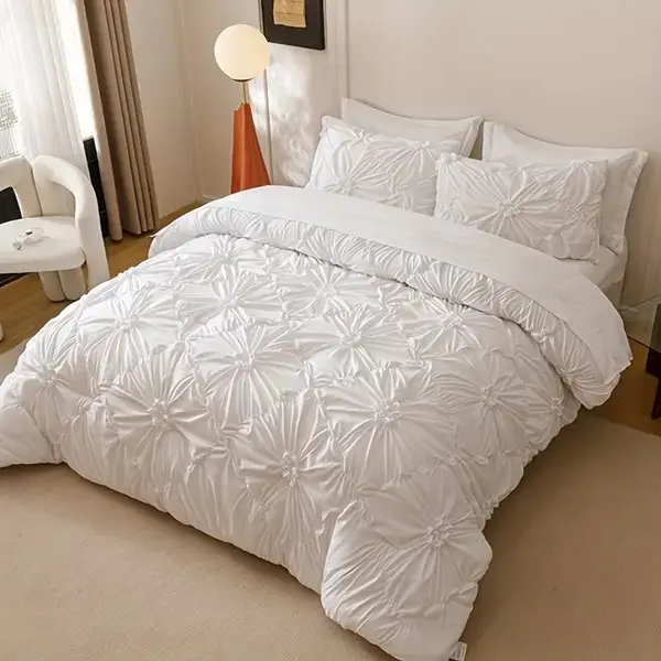 7pcs Set Of Luxurious Fine Pleated Pleated Quilts, Soft And Breathable, Including Quilts, Sheets, Bedsheets, Ruffled Pillowcases And Pillowcases, Large And Extra Large Beds, Bedrooms, Room Decor