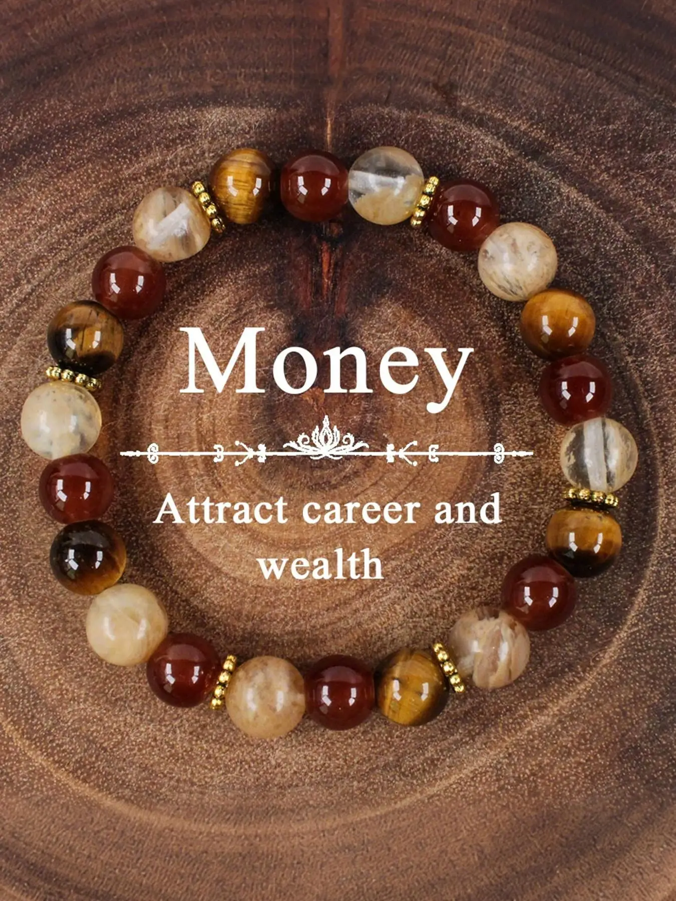 Tiger's Eye & Red Agate Crystal Stone Beaded Bracelet, Fashionable Adjustable Healing Crystal Bracelet, Unisex Gift