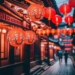 6-Pack Cherry Blossom Paper Lanterns - 12-inch pendant for Chinese New Year, weddings and family celebrations