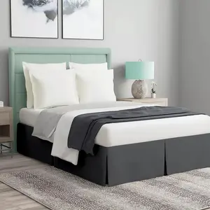 Bed Skirt King Size 16 Inch Drop 100% Cotton No Mattress Lifter Wrap Around Bed Skirt with Preimum Pleated Split Corners - Color Grey