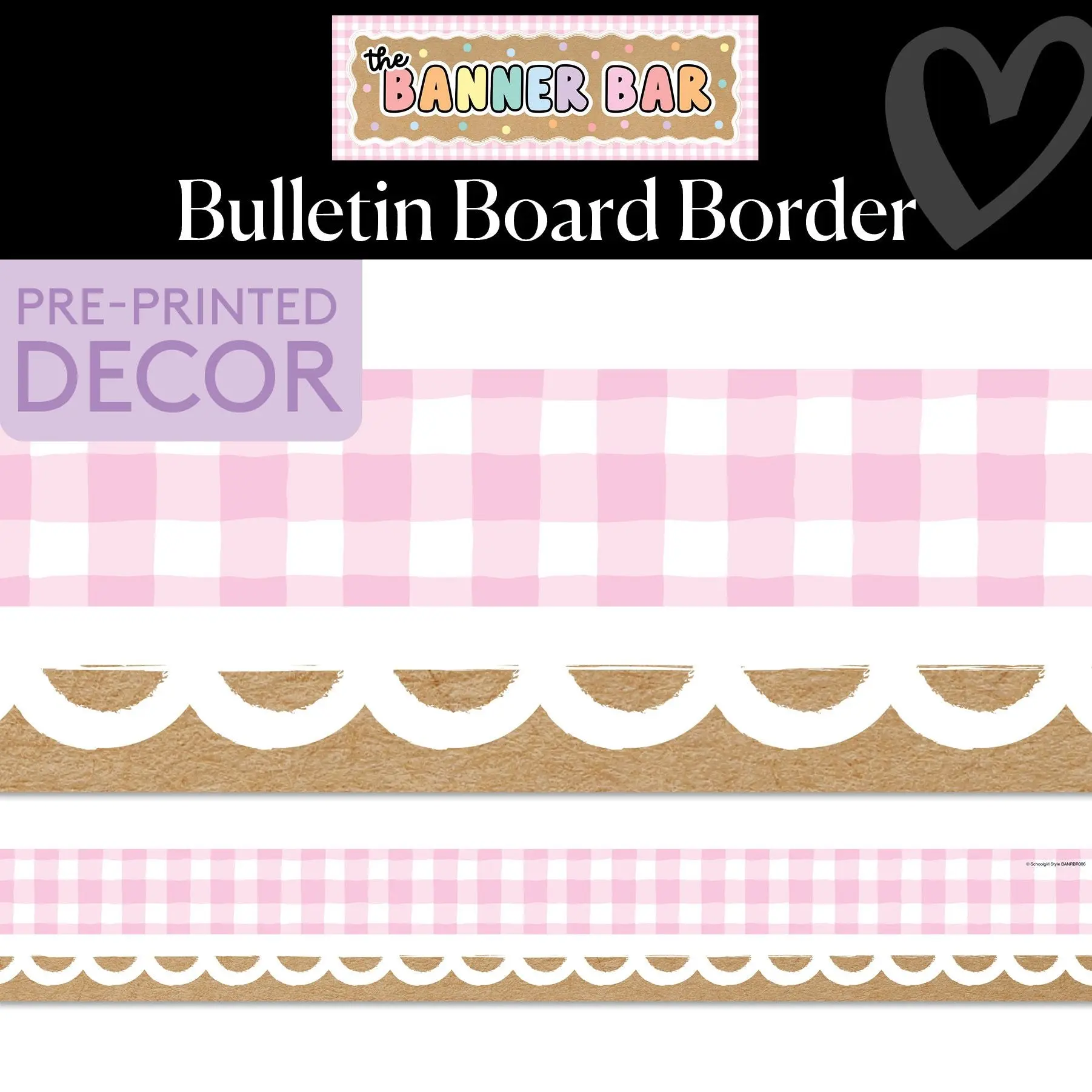 Sweetest Pink Gingham Bulletin Board Border | Banner Bar