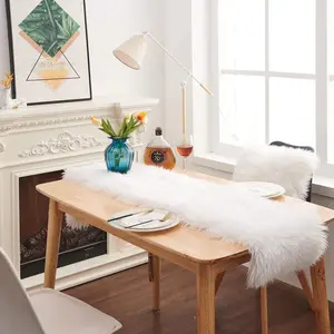 Table Runner, Thanksgiving Modern Small White  Table Runner for Party Birthday Christmas Friendsgiving Wedding Dinning Table, Decorative Rug Luxury Faux  Runner for Table (11.8x70.8 inch)