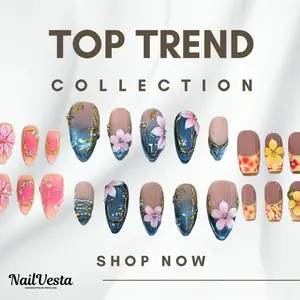 NailVesta TOP TREND COLLECTION – 100% Handcrafted 3D Press-On Nails | Reusable, Long-Lasting, Salon-Quality
