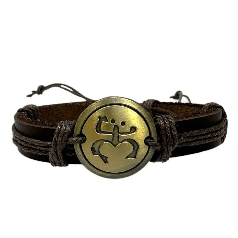 Puerto Rico Taino Coqui Frog Symbol Bracelet Handmade Adjustable Leather Wristband Unisex Boho Surf Style Fashion Casual Trendy Jewelry Versatile All-Match Cute Gift