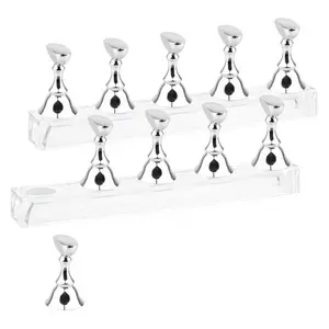 10pcs Silver Color Nail Art Display Stand, Magnetic Nail Holder with Diamond Base, Includes 30pcs Clay, Perfect for Practice, Nail Art Kits, Nail Art Set