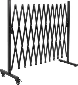 GARVEE 6FT Industrial Metal Expandable Barricade，Retractable Traffic Fence With Casters, Portable Barricade Gate for Construction Area, Traffic Control, Cordon
