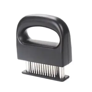 [SummerVibes] 48-needle Meat Tenderizer for Breaking Fibers Creating Holes Enhancing Flavor Household Tool for Pork Beef Steaks Stainless Steel Non-Slip Handle Mallet Kitchen Utensils Black Blade ultra-sharp,stainless