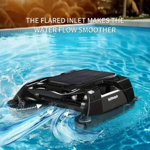 Automatic Pool Cleaner Robot, Solar Powered Automatic Robotic Pool Surface Skimmer Cleaner with Obstacle Avoidance, AI Path Plan Solar Pool Skimmer with 3H Cleaning Battery Power & Dual Charging Options,24/7 Continuous Cleaning