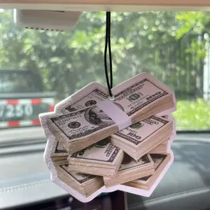Money Pattern Car Air Freshener Ornament, Car Fragrance, Car Rearview Mirror Hanging Aromatherapy Tablet Decoration, Car Interior Decoration Accessories for Car & Home